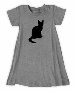 Wholesale ✨ Heather Gray Cat Silhouette A-Line 👗 Dress - 👩 Women 💯