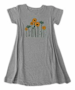 Cheap 🛒 Urban Smalls Heather Gray & Orange Poppies T-shirt 👗 Dress - 👩 Women 🌟