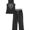 Best deal 🔔 Black & Pink 'Love' Racerback Tank Pajama Set - 👩 Women & Plus 🛒