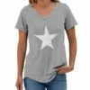 Deals ⭐ Heather Gray Weathered Star V-Neck Flowy Tee - 👩 Women & Plus 😍