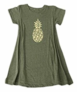 Best Sale 🎁 Heather Forest & Yellow Pineapple T-Shirt 👗 Dress - 👩 Women 🔥