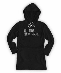 Deals 😍 Black 'Not Slim, Kinda Shady' Fleece Pocket Hoodie 👗 Dress - 👩 Women 🔥