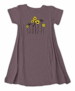 Outlet 🌟 Heather Maroon Poppies T-Shirt 👗 Dress - 👩 Women 🔥