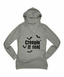 Hot Sale ❤️ Urban Smalls Heather Gray 'Creepin' It Real' Bats Lightweight Hoodie - 👩 Women 🎉