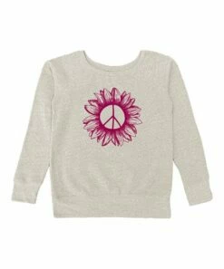 Best reviews of 🎉 Cream Peace Sign Daisy Fleece Crewneck Sweatshirt - 👩 Women 👍