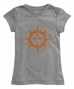 Best Sale 🎉 Heather Gray & Burnt Orange Ornate Sun Fitted Tee - 👩 Women ❤️